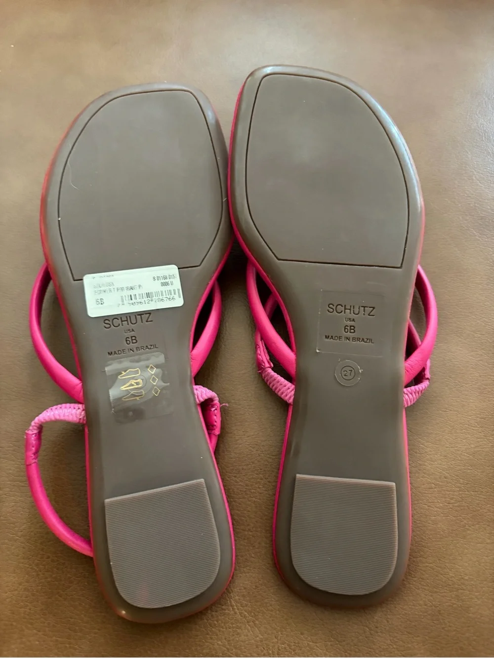 SCHUTZ Hot Pink Double-Ring Toe-Loop Slide Sandals